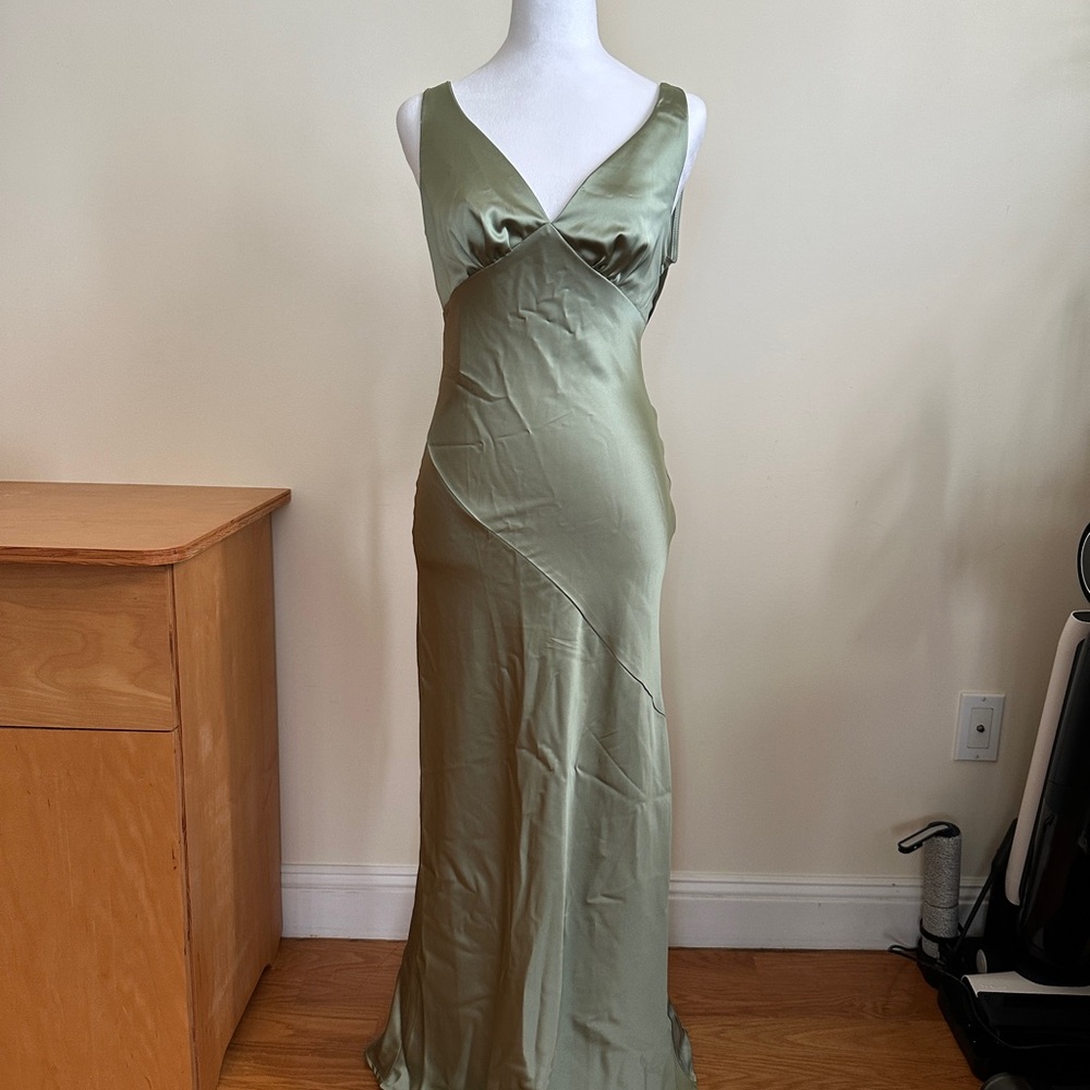 Elegant Green Satin Dress